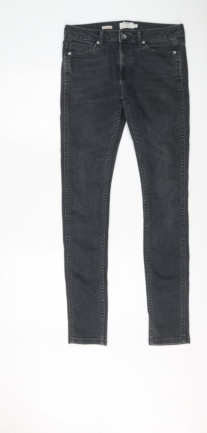 Topman Mens Blue Cotton Skinny Jeans Size 30 in L32 in Regular Button