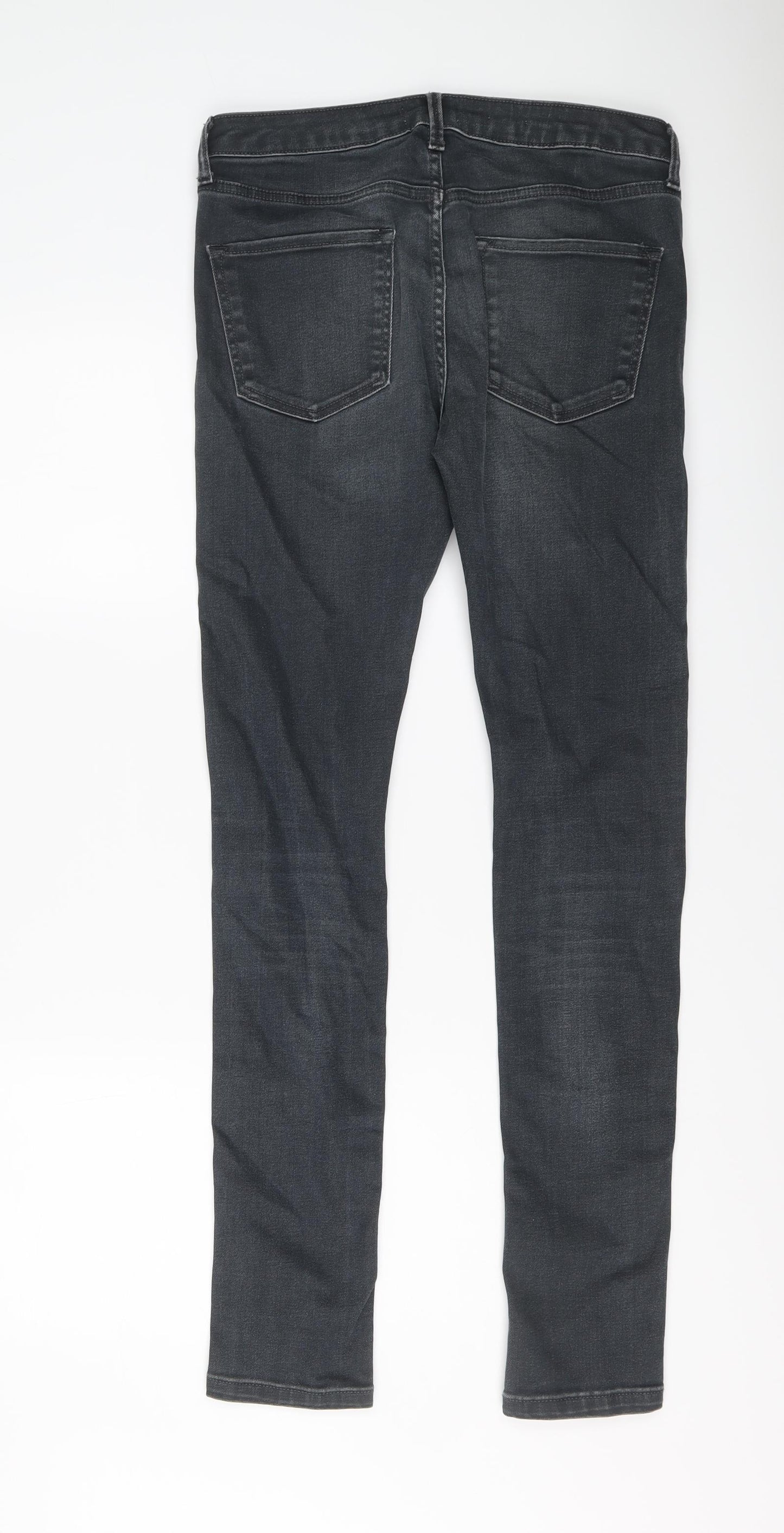Topman Mens Blue Cotton Skinny Jeans Size 30 in L32 in Regular Button