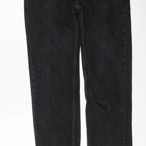 George Mens Black Cotton Straight Jeans Size 32 in L30 in Regular Button