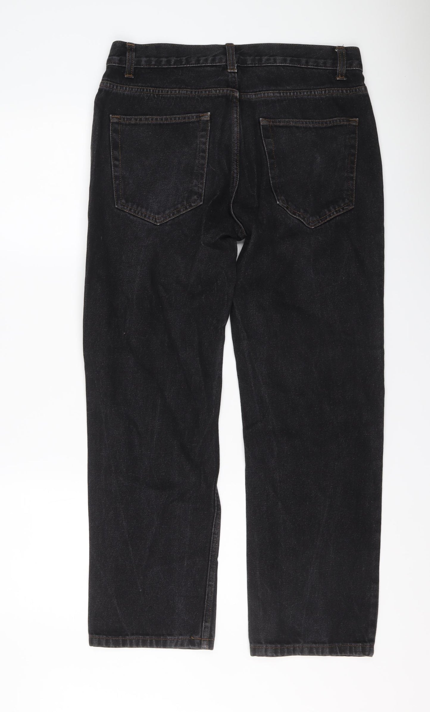 George Mens Black Cotton Straight Jeans Size 32 in L30 in Regular Button