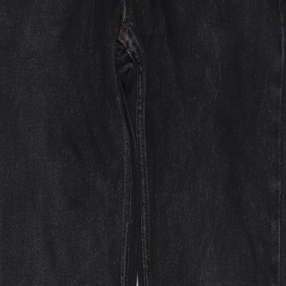 George Mens Black Cotton Straight Jeans Size 32 in L30 in Regular Button