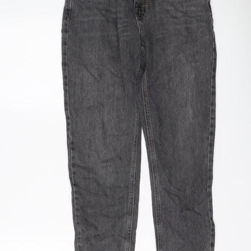 Topshop Womens Grey Cotton Mom Jeans Size 28 in L25 in Regular Button