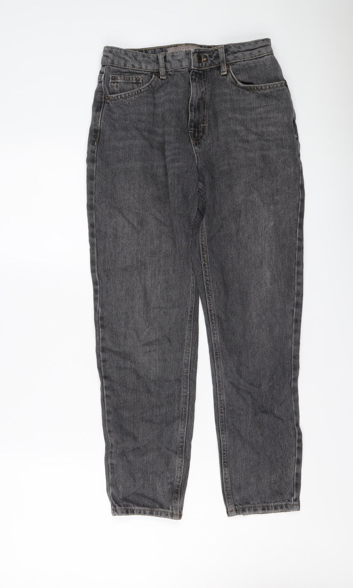 Topshop Womens Grey Cotton Mom Jeans Size 28 in L25 in Regular Button