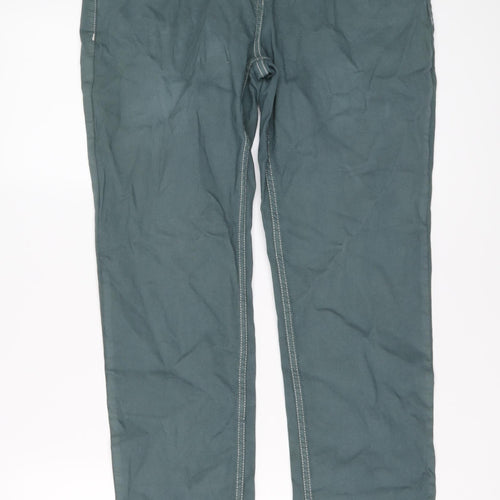 NEXT Womens Green Cotton Boyfriend Jeans Size 12 L27 in Relaxed Button
