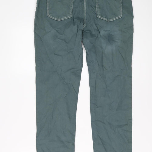 NEXT Womens Green Cotton Boyfriend Jeans Size 12 L27 in Relaxed Button