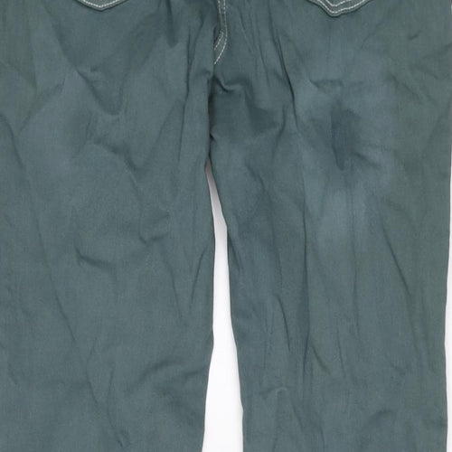 NEXT Womens Green Cotton Boyfriend Jeans Size 12 L27 in Relaxed Button