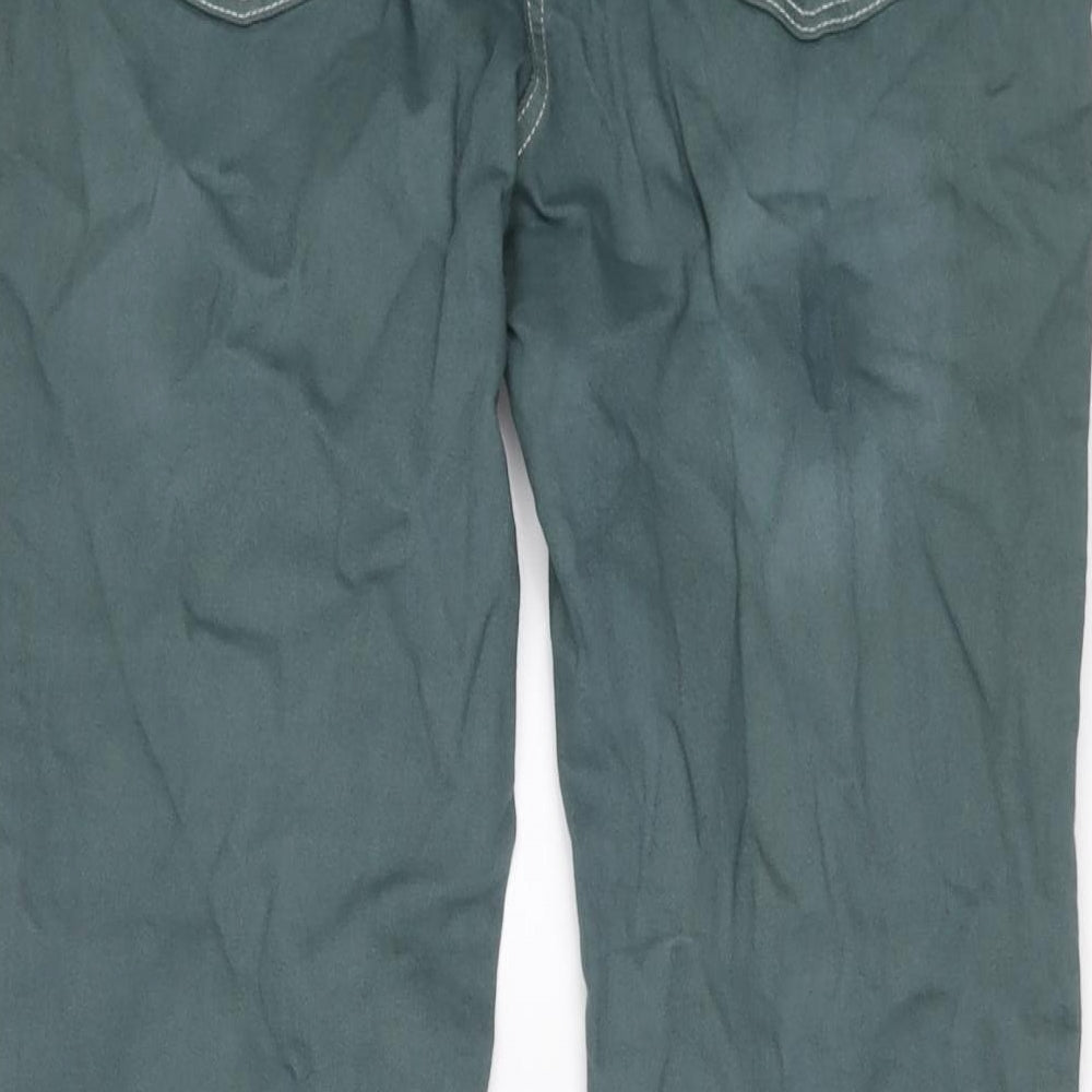 NEXT Womens Green Cotton Boyfriend Jeans Size 12 L27 in Relaxed Button
