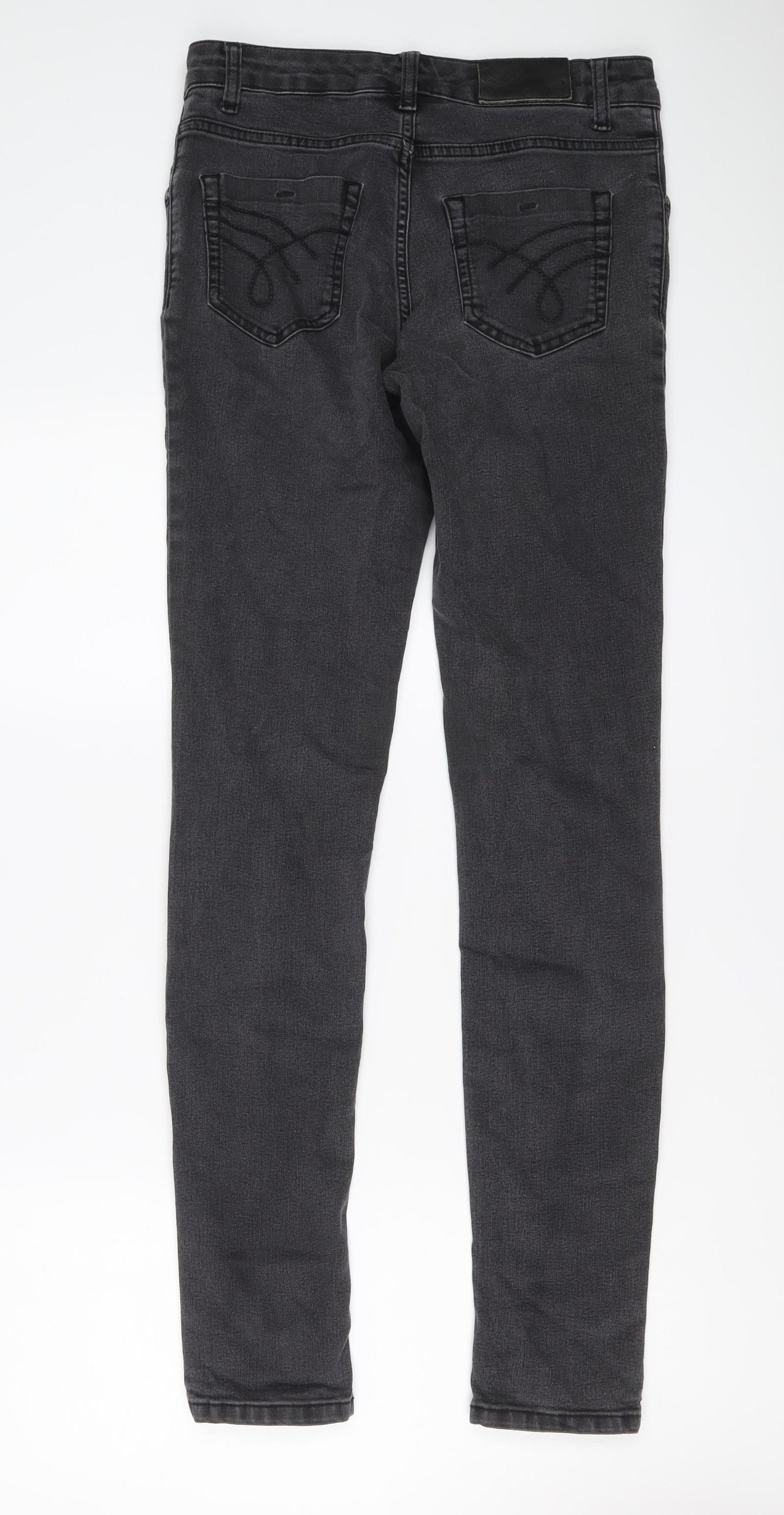 Oui Womens Grey Cotton Skinny Jeans Size 10 L31 in Regular Button