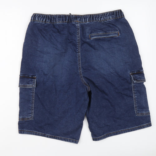Denim & Co. Mens Blue Cotton Bermuda Shorts Size L L11 in Regular Drawstring