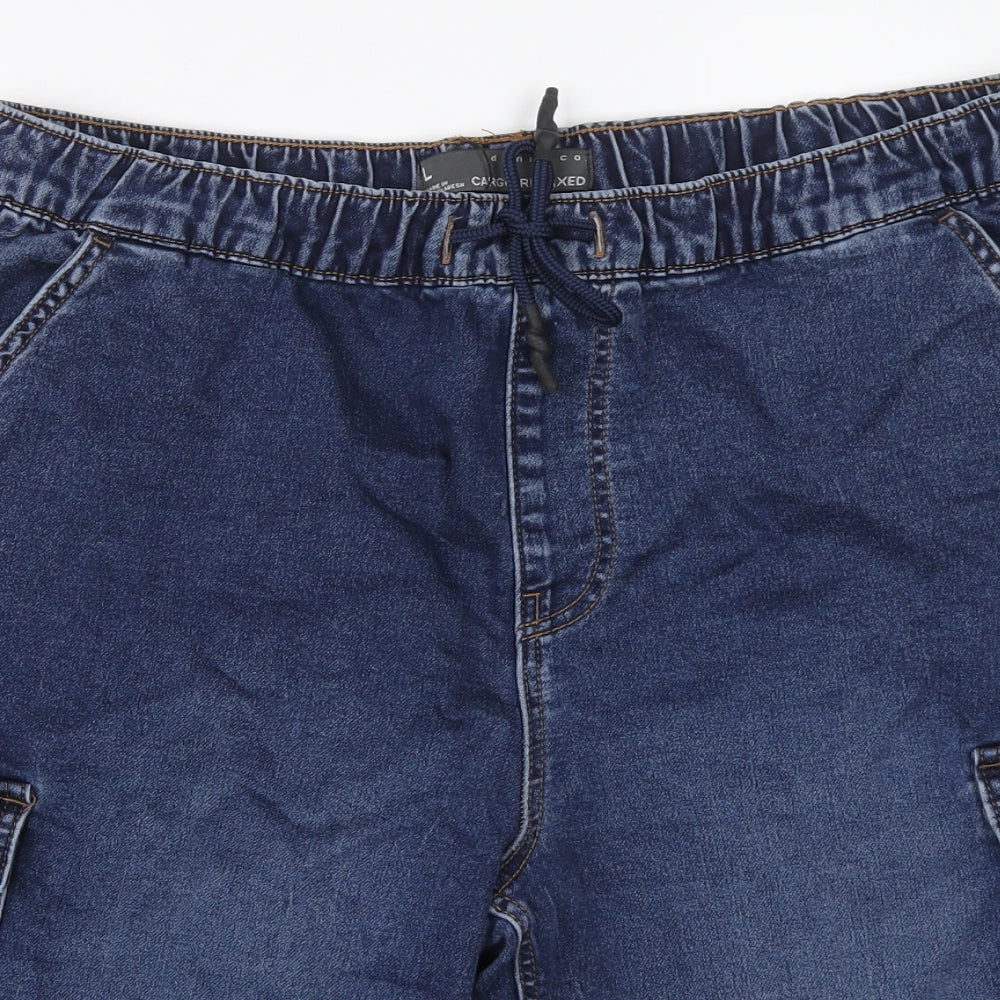 Denim & Co. Mens Blue Cotton Bermuda Shorts Size L L11 in Regular Drawstring