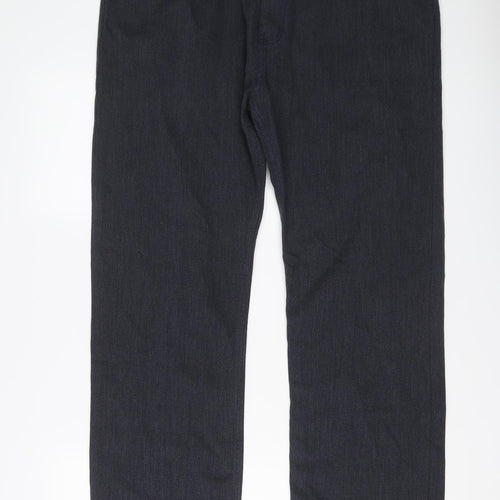 Marks and Spencer Womens Blue Cotton Trousers Size 38 L31 in Regular Button