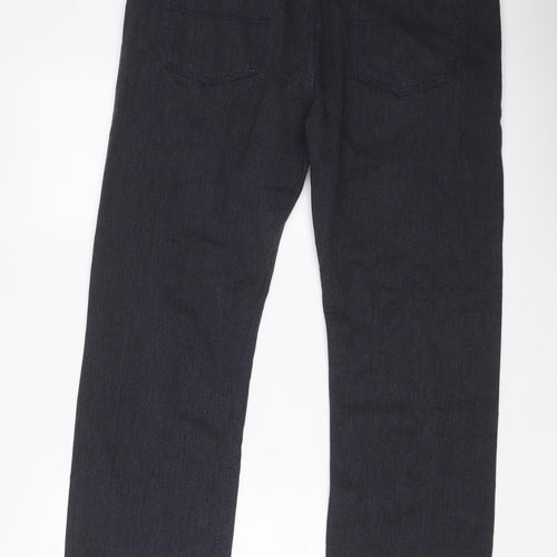 Marks and Spencer Womens Blue Cotton Trousers Size 38 L31 in Regular Button