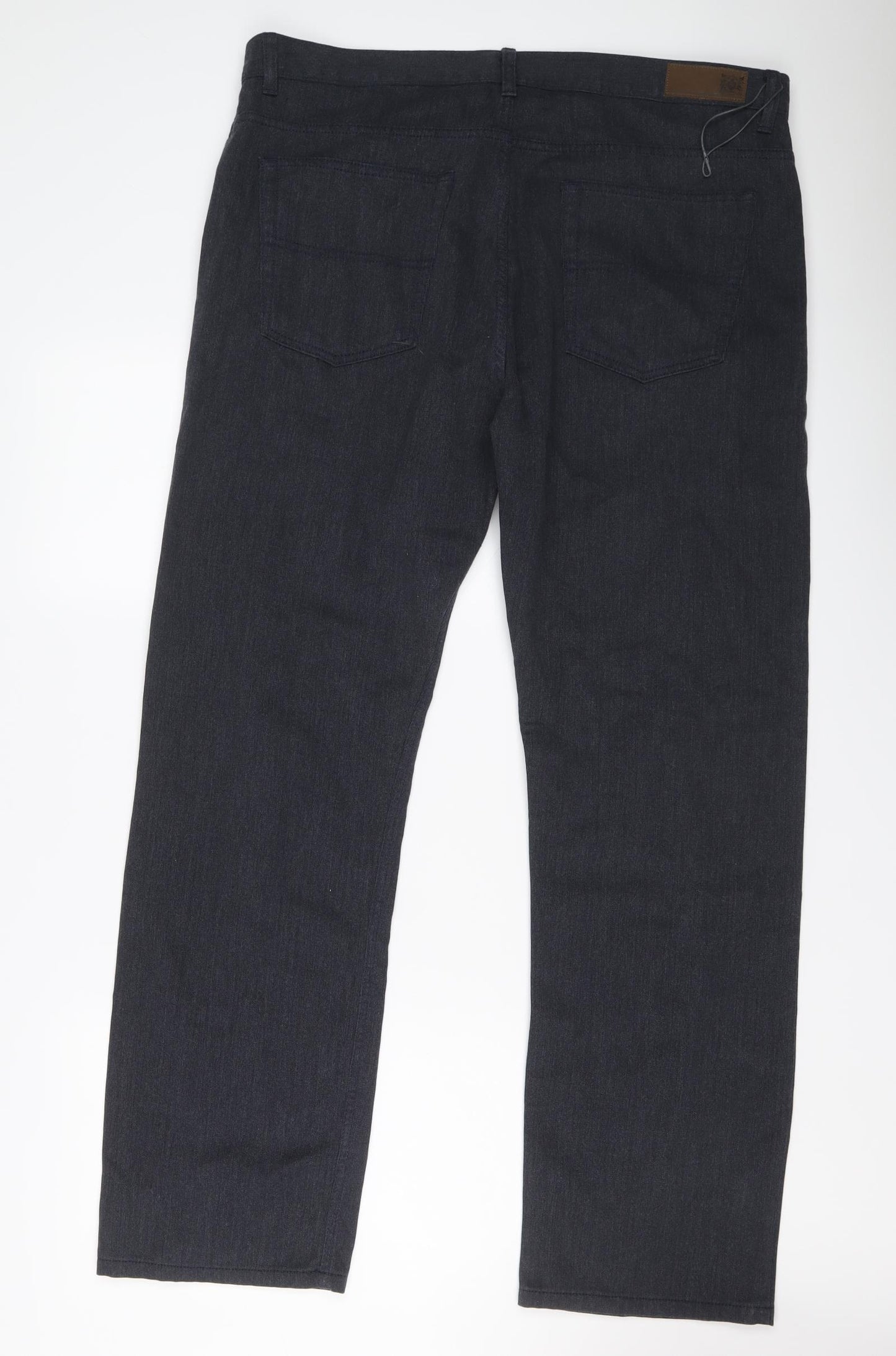Marks and Spencer Womens Blue Cotton Trousers Size 38 L31 in Regular Button