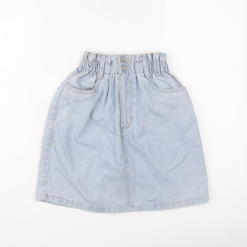 New Look Womens Blue Cotton A-Line Skirt Size 8 Button