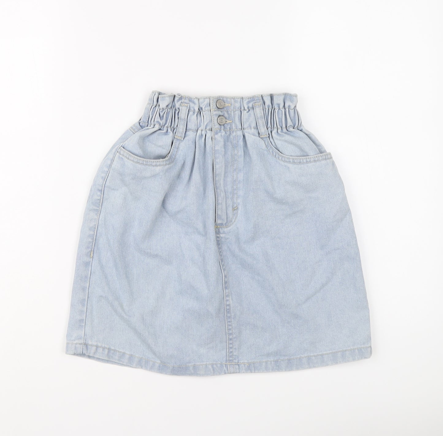 New Look Womens Blue Cotton A-Line Skirt Size 8 Button