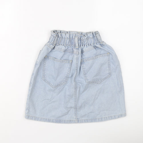 New Look Womens Blue Cotton A-Line Skirt Size 8 Button