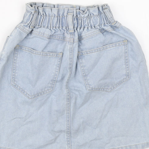 New Look Womens Blue Cotton A-Line Skirt Size 8 Button