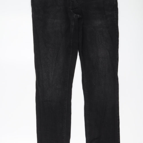 NEXT Mens Black Cotton Straight Jeans Size 30 in L29 in Regular Button