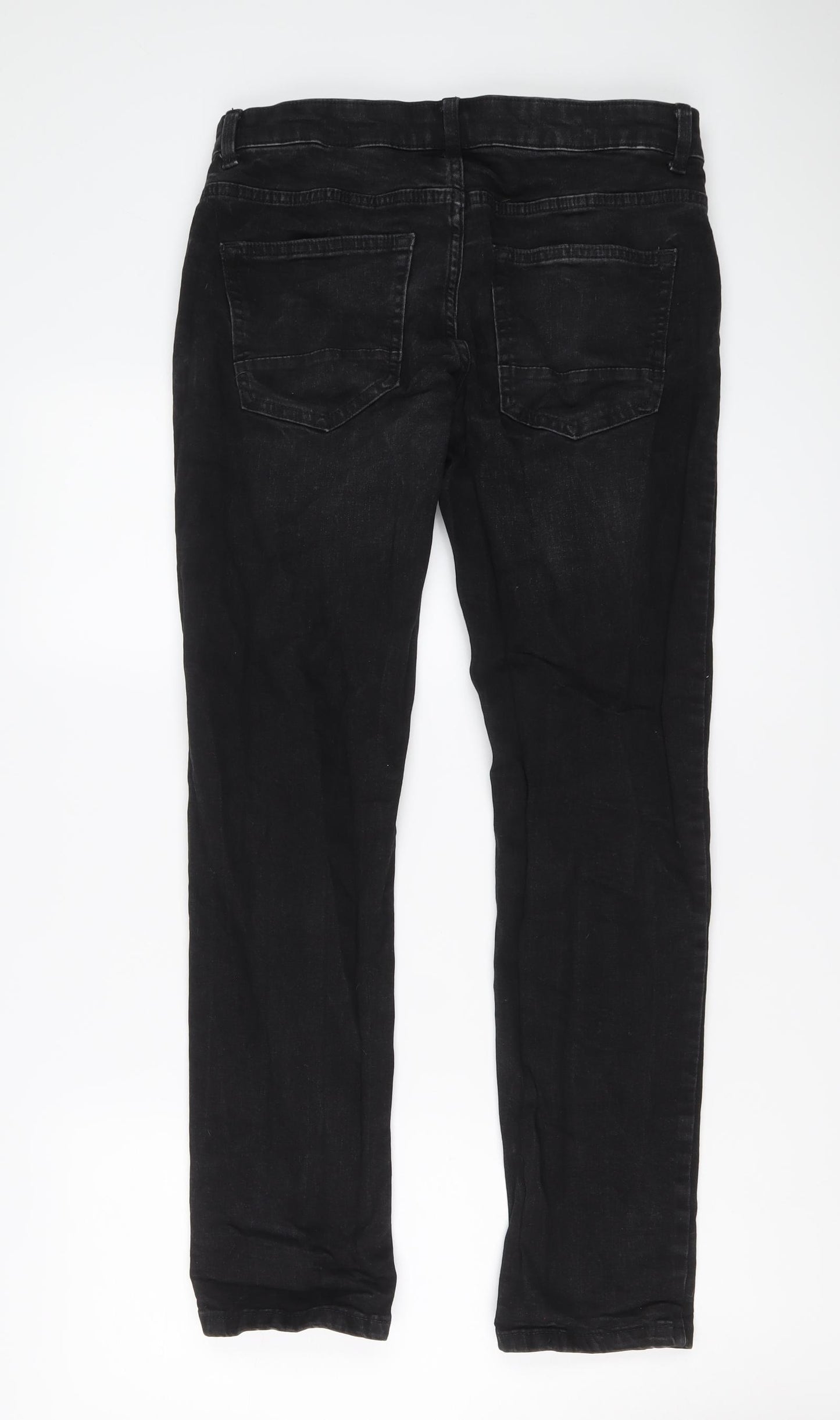 NEXT Mens Black Cotton Straight Jeans Size 30 in L29 in Regular Button