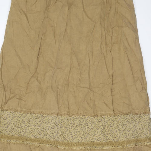 NEXT Womens Beige Floral Linen Peasant Skirt Size 16 Zip