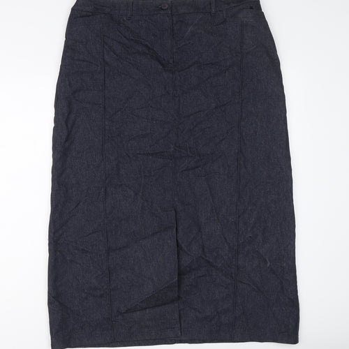George Womens Blue Cotton A-Line Skirt Size 18 Button