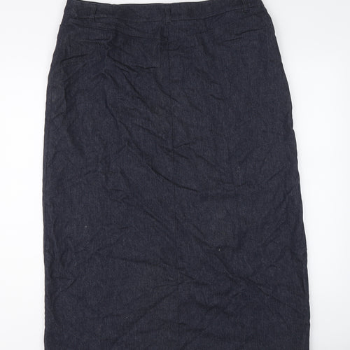 George Womens Blue Cotton A-Line Skirt Size 18 Button