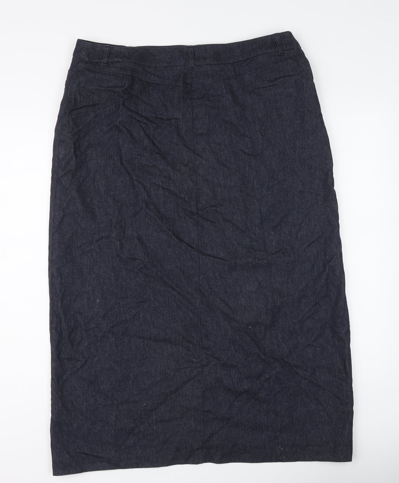 George Womens Blue Cotton A-Line Skirt Size 18 Button