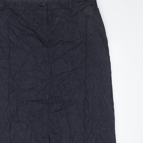 George Womens Blue Cotton A-Line Skirt Size 18 Button