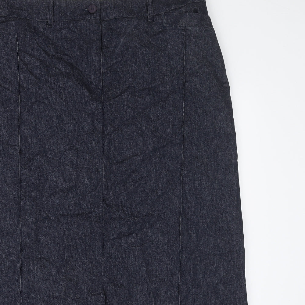 George Womens Blue Cotton A-Line Skirt Size 18 Button