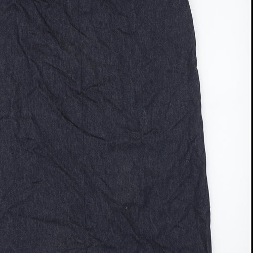 George Womens Blue Cotton A-Line Skirt Size 18 Button