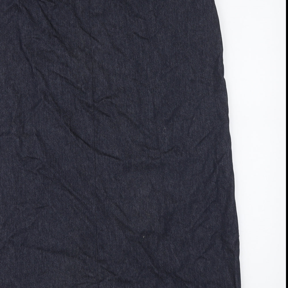 George Womens Blue Cotton A-Line Skirt Size 18 Button