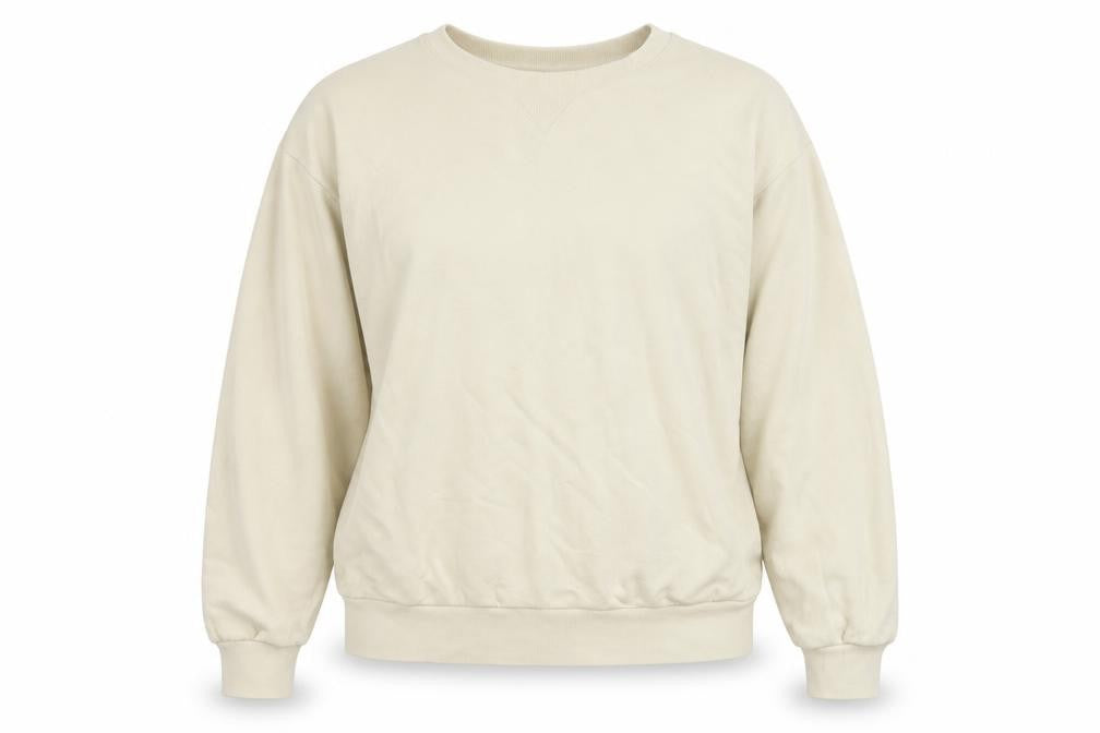 Front view of Collusion women’s yellow cotton pullover sweatshirt, size M, pullover