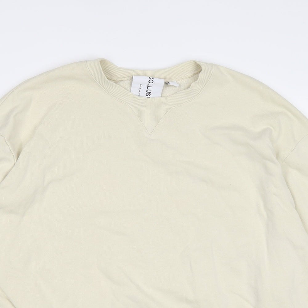COLLUSION Womens Yellow Cotton Pullover Sweatshirt Size M Pullover