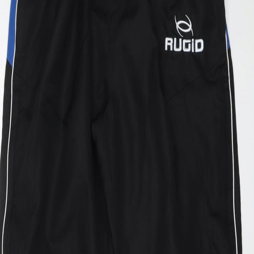 Rugid Mens Black Polyester Sweatpants Trousers Size S L28 in Regular Drawstring