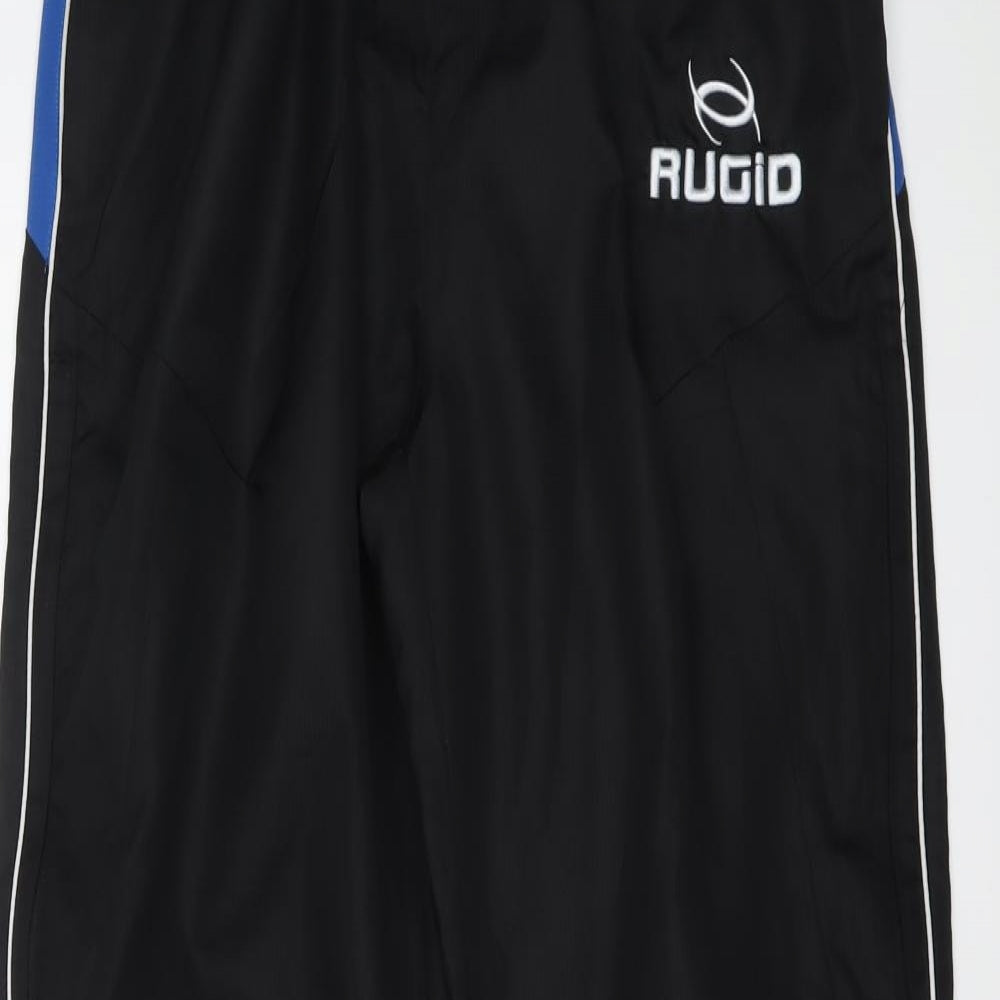 Rugid Mens Black Polyester Sweatpants Trousers Size S L28 in Regular Drawstring