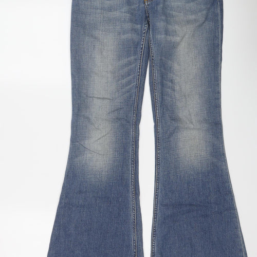 H&M Womens Blue Cotton Wide-Leg Jeans Size 27 in L30 in Regular Button