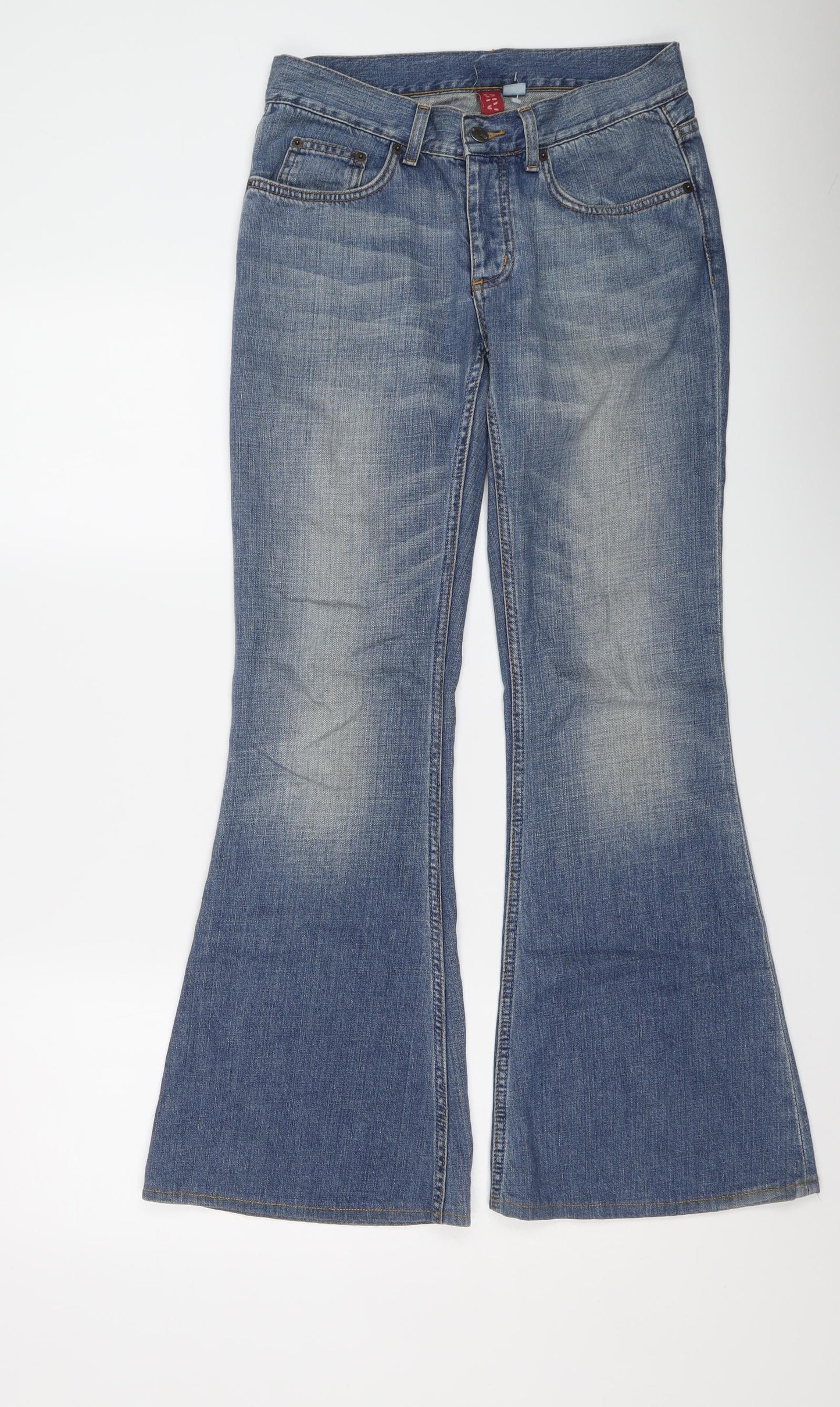 H&M Womens Blue Cotton Wide-Leg Jeans Size 27 in L30 in Regular Button