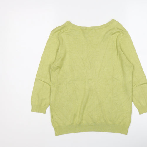 Marks and Spencer Womens Green V-Neck Viscose Pullover Jumper Size 10