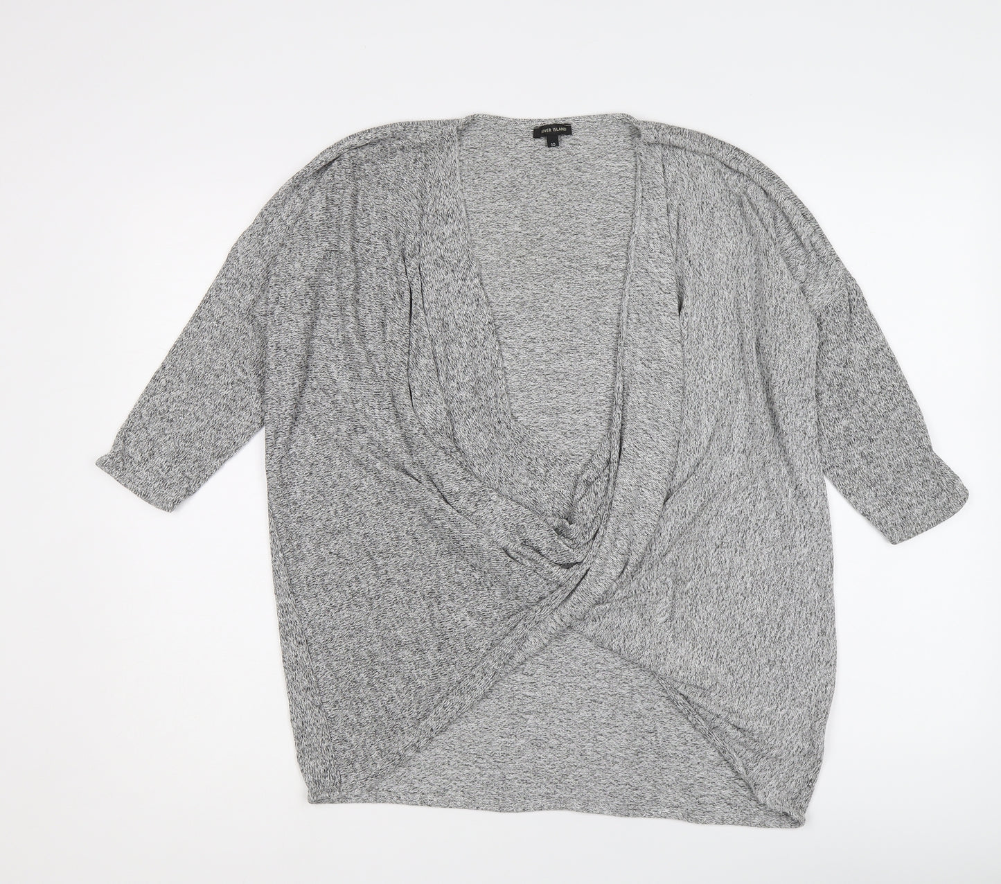 River Island Womens Grey V-Neck Viscose Pullover Jumper Size 10