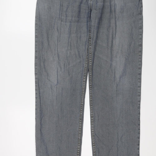 Blue Harbour Mens Blue Cotton Straight Jeans Size 36 in L31 in Regular Button