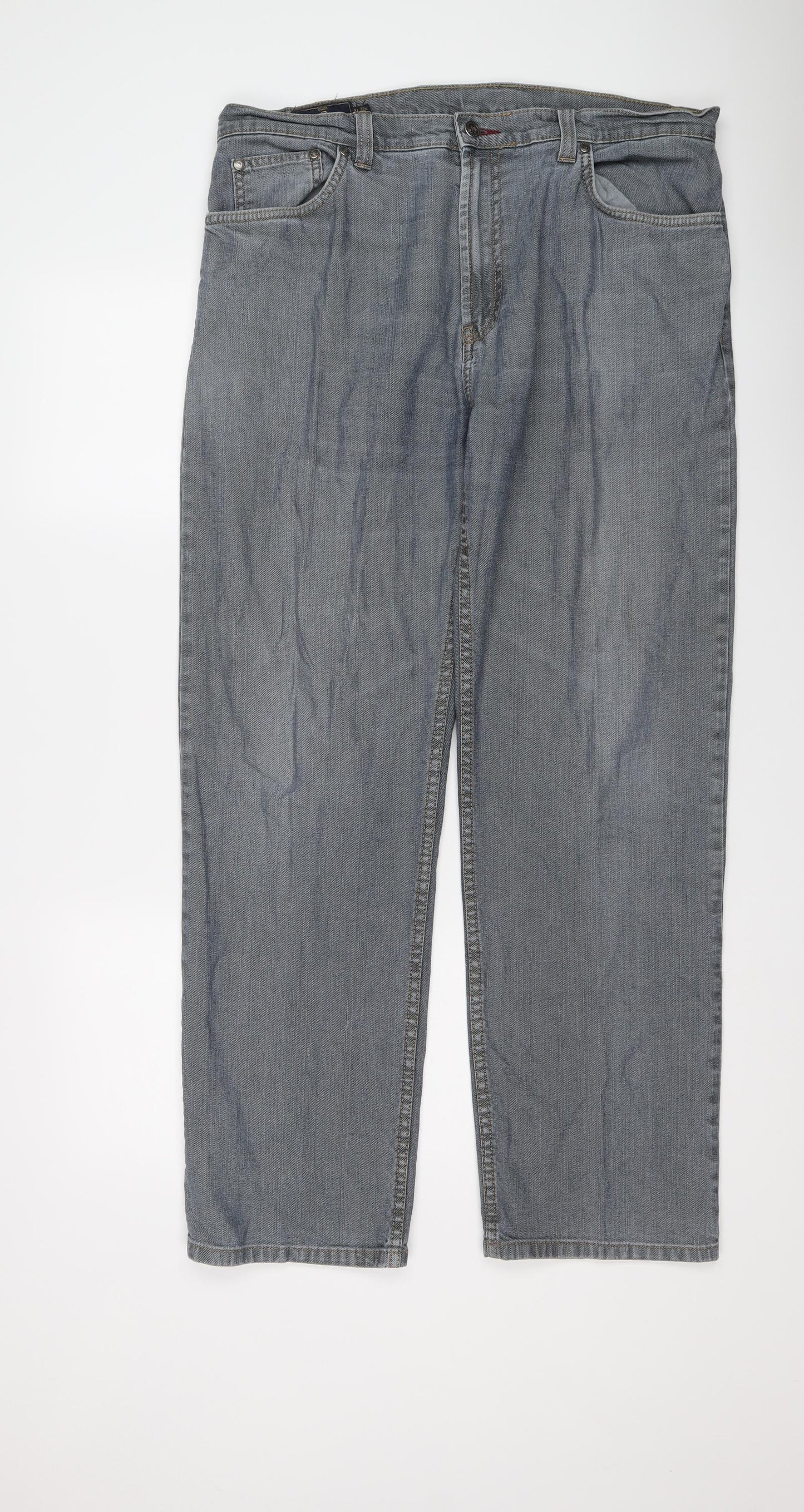 Blue Harbour Mens Blue Cotton Straight Jeans Size 36 in L31 in Regular Button