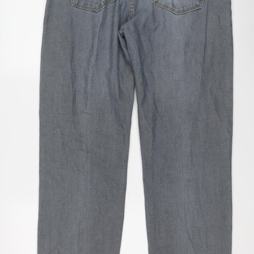 Blue Harbour Mens Blue Cotton Straight Jeans Size 36 in L31 in Regular Button