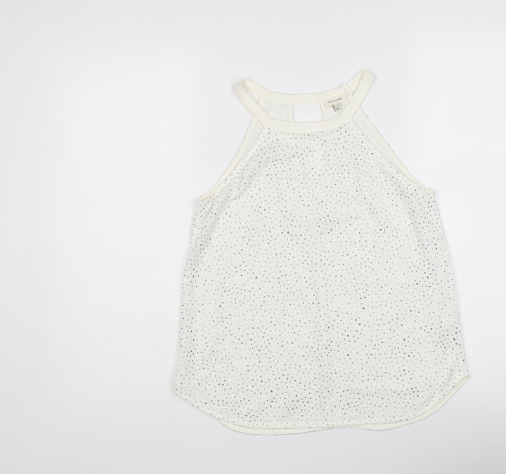 River Island Womens Ivory Polyester Basic Tank Size 8 Round Neck
