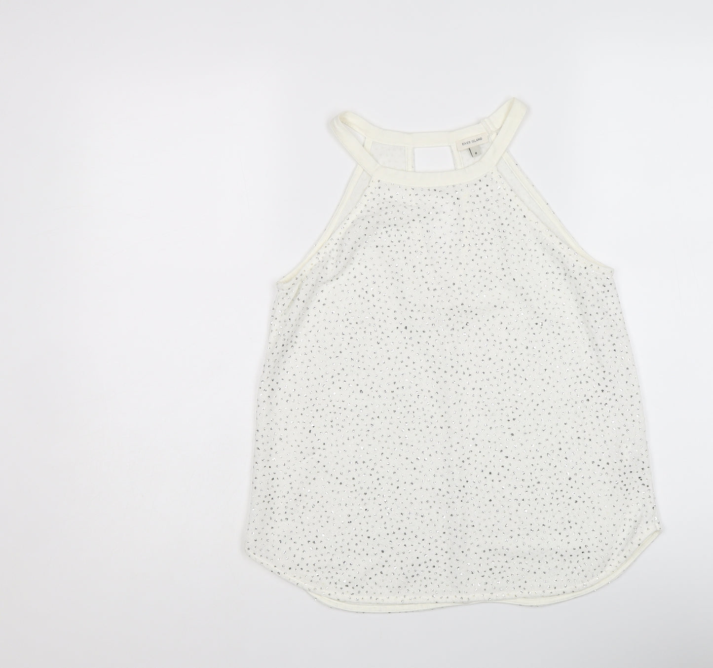 River Island Womens Ivory Polyester Basic Tank Size 8 Round Neck