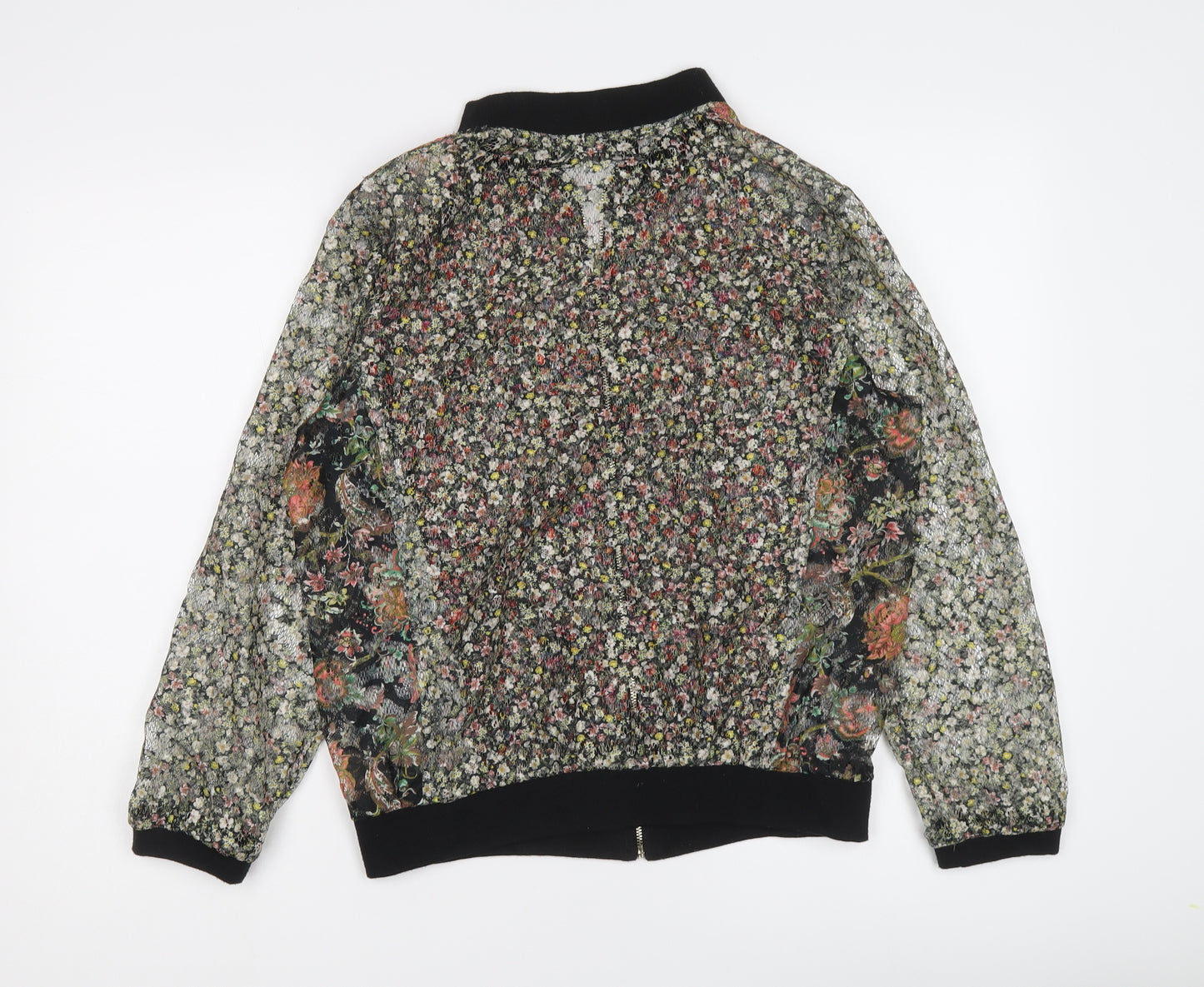 Zara Womens Multicoloured Floral Bomber Jacket Jacket Size S Zip