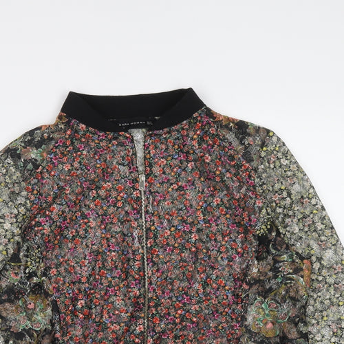 Zara Womens Multicoloured Floral Bomber Jacket Jacket Size S Zip