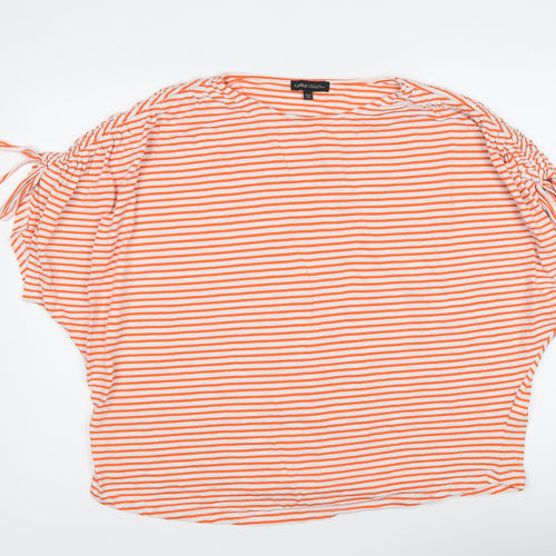 Capsule Womens Orange Striped Cotton Basic T-Shirt Size 20 Round Neck
