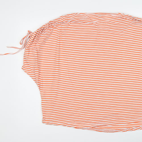 Capsule Womens Orange Striped Cotton Basic T-Shirt Size 20 Round Neck