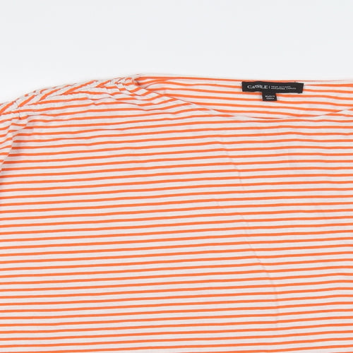 Capsule Womens Orange Striped Cotton Basic T-Shirt Size 20 Round Neck