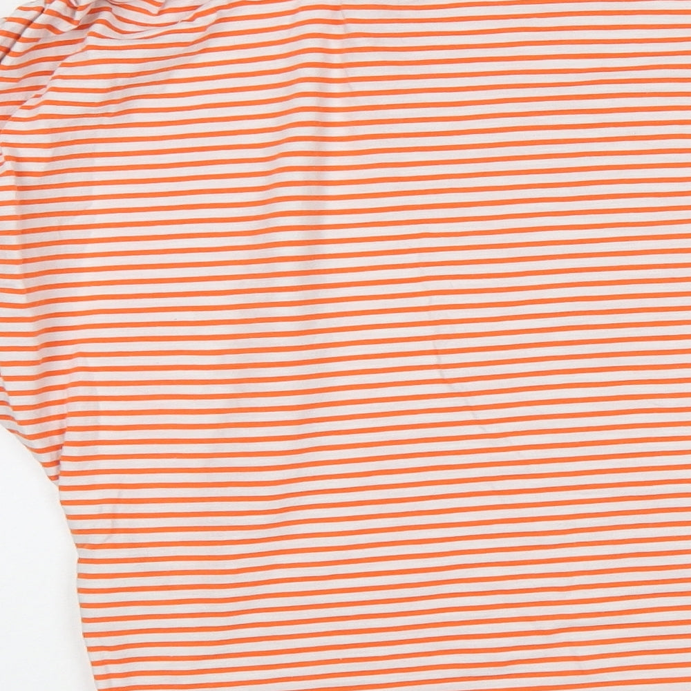 Capsule Womens Orange Striped Cotton Basic T-Shirt Size 20 Round Neck